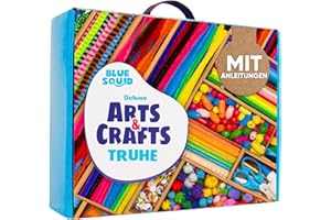 ‎BLUE SQUID Blue Squid Bastelset für Kinder - 3000Pcs Bastelbox bastelkoffer- Basteln für alter ab 4,5,6,7,8,9,10,11,12 Jahre - Deluxe Bastelsachen, kinder bastelset, bastelpapier set, bastelkoffer bastelmaterial
