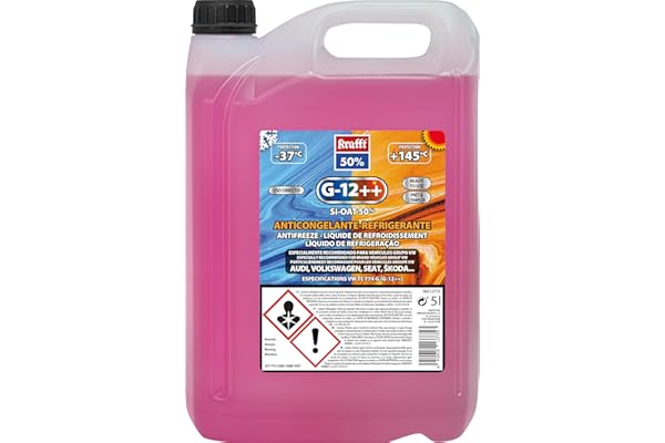 krafft Anticongelante Coche Rosa G12++, Líquido Refrigerante con Tecnología Híbrida - 5 L