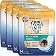 FitRight Fresh Start Urinary and Postpartum Incontinence Pads for Women, Moderate Absorbency, with Arm & Hammer Baking Soda, 80 Count (4 Packs of 20)