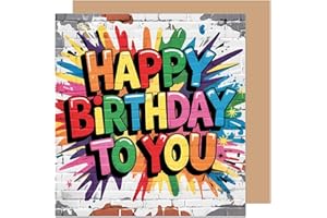 Edition Seidel GQ445 SW025 Carte d'anniversaire carrée de qualité supérieure avec enveloppe Motif graphique Multicolore