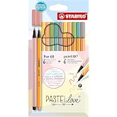 STABILO point 88 & Pen 68 Pastellove - İnce Ke&ccedil;e U&ccedil;lu Kalem ve Ke&ccedil;e U&ccedil;lu Boya Kalemi - 12'li Paket - &Ccedil;eşitli Renkler