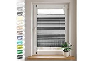 Sonello Estor Cortina Plisada sin taladrar 55cm x 200cm Negro, Cortina Enrollable Plisado Cortina Plisada para Puerta y Ventana persianas protección de la intimidad protección Solar estores palisados