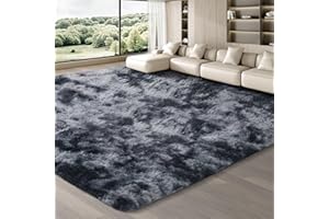 JOJOSEE Rugs Living Room, 240 x 340 cm Grey Area Rug, Anti Slip Soft Fluffy Shaggy Extra Large Floor Carpets Mat for Bedroom, Nursery Bedside (Dark Grey, 240x340cm)