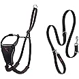 HALTI No Pull Harness Size Large & HALTI Training Leash Size Large, Black Combination Pack - Stop Your Dog Pulling on the Leash. Adjustable, Lightweight and Easy to Use. Suitable for Large Dogs