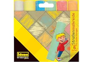Idena 621731 - Kreda do malowania ulic w kartonie, 6 pałeczek w różnych kolorach, do malowania asfaltu, chodników lub betonu
