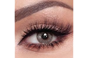 FAMELENSES BELLA ELITE farbige Kontaktlinsen CRYSTAL N (Dioptrien -0.00)– stark deckende Monatslinsen für 3 Monate, Graue Farblinsen, perfekt für dunkle Augen