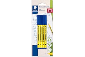 STAEDTLER Noris - Handwriting Pen - Blue - Pack of 4, 307-3 BK4