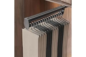 VALDOZA Pantalonero Extraible para Armario 26cmx10cm Pantaloneros Extraibles Aleación De Aluminio Riel Ropa Pantaloneros Silencioso Perchero Extraíble Pantalones Fácil Instalar Estante Pantalón 15-20 días