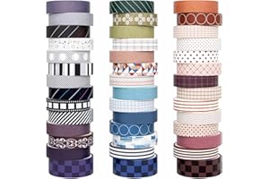 Biuunsf 44 Rollen Washi Tape Set, 10 mm und 15 mm Breites Farbiges Abdeckband für Scrapbooking, DIY Basteln, Bullet Journal, Planer, Junk Journal (Minimalist)