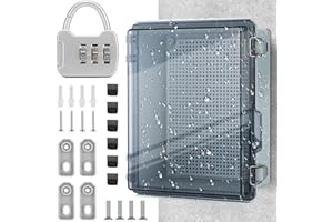 VEXNOOK Scatola di giunzione impermeabile IP66 (220 x 170 x 110 mm) – Scatola di distribuzione impermeabile per uso esterno, armadio di controllo trasparente esterno con accessori per il montaggio a parete e
