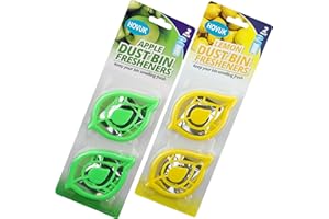 SRVERTEX 4 x Müllerfrischer Geruchsentferner Mülltonnen-Deodorierer, verwendbar in kleinen Räumen, selbstklebend, Windeleimer, parfümiert, frischer Duft nach Zitrone (2 x Zitrone und 2 x Apfel)