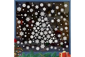 moinkerin 155 Stücke Schneeflocken Fensterbilder Schnee Aufkleber Sticker Fensterdeko Selbstklebend Fensterfolie Weihnachtsdeko für Türen Schaufenster Vitrinen Glasfronten Dekoration