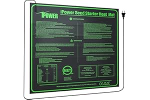 iPower 50 x 50 cm Durable Waterproof Seedling Mat,Warm Hydroponic Heating Pad, Medium, Black,Three-pin Plug (UK version)