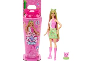 Barbie Pop Reveal Series Doll & Accessories Set, Shakes Series, Scented Cute Kitten Fashion Doll & Pet, 8 Surprises Include Color Change, JCN88