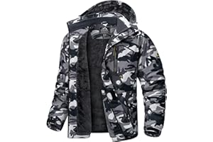 KEFITEVD Giacche in Pile Invernali da Uomo Calde Impermeabili da Sci Termici con Cappuccio Staccabile