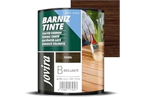 JOVIRA PINTURAS Barniz Tinte Brillante al Agua, acabado Brillo. Especial para teñir y barnizar maderas. (750 Mililitros, Nogal) E-31