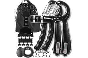 NEWVENPER 7 PCS Griffkraft Trainer Set, 2 verstellbare Handtrainer Unterarm trainer, 1 Aufbewahrungstasche, Fingerstrecker, Handgelenk Trainer, Trainingsring & Stressabbau-Griffkugel, Finger Exerciser