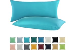 SHC TEXTILIEN SHC by BaSaTex zestaw 2 poszewek na poduszki, dżersej, poszewka na poduszkę ze 100% bawełny, 40 x 60 cm, kolor turkusowy