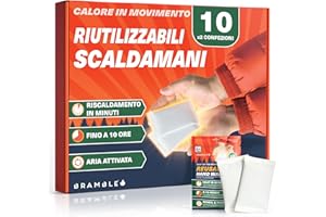 Bramble - Scaldamani riutilizzabili (10 paia, 20 in totale) - Scaldamani tascabili attivati ​​dall'aria con sacchetto richiudibile - Caldi in pochi minuti e inodori - 8 ore di calore per più utilizzi