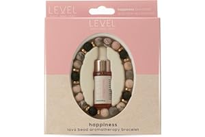 Level Body Mind Soul - Aromatherapy Lava Bead Bracelet with Sandalwood & Jasmine Oil - Reduces Stress - Happiness