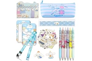 RANNKA Schulbedarf Geschenkset, Schreibwaren Set, Bürobedarf, inklusive Federmäppchen, Kugelschreiber, Lineal, Lanyard, Haftnotiz, Aufkleber, Knopf Pins, für Kinder Geschenke