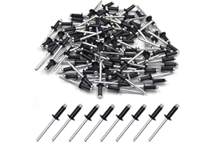 BESTYCHAO 100 Stück 4.8 x 12.7mm Aluminium-Blindnieten, Pop-Nieten mit offenem Ende, Packung mit 100 (Schwarz)