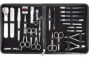 DREI SCHWERTER - Germany 7-częściowy zestaw do manicure MEGA 'Varese' zestaw do paznokci etui ze sztucznej skóry w kolorze czarnym | zawartość: nożyczki do paznokci, szczypce do paznokci, nożyczki do