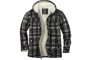 SwissWell Męska kurtka koszulowa, pogrubiona w kratkę, z zamkiem błyskawicznym, flanelowa, pluszowa podszewka, na czas wolny, z podszewką, koszula drwala, męska koszula zimowa, polarowa bluza z