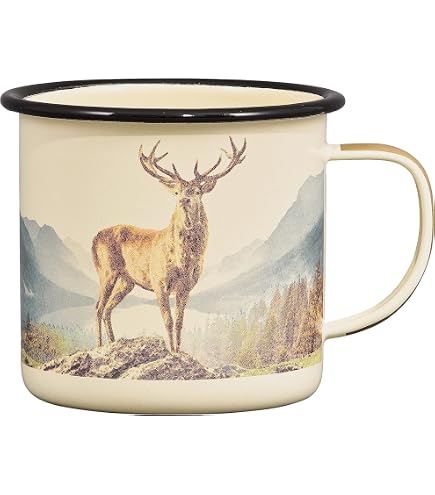 Emaille-Campingbecher 350 Ml – Wolf Design, Langlebig, Für Innen & Außen