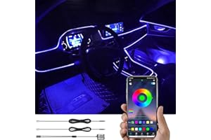 TABEN Voiture lumière ambiante RGB APP contrôle Lampe de lumière décorative Bricolage Refit Flexible Fibre Optique Tuyau 64 Couleurs éclairage intérieur atmosphère lumière 1W DC 12V 3m