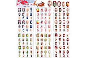Kalolary 144pcs Christmas Kids Fałszywe paznokcie prasa na paznokcie, dzieci pełna okładka krótka fałszywe paznokcie 3d Santa Claus Snowman Choinka For Girl