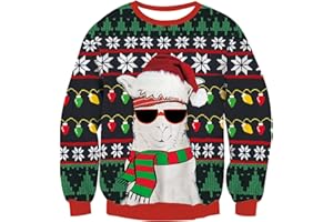 Loveternal Pull de Noël Unisexe pour garçons et Filles - Cadeau pour Enfants - Manches Longues - Col Rond - Sweat à Capuche décontracté - Pull de Noël Moche - Âge 7-14 Ans