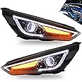 VLAND LED Headlights Compatible with Ford Focus MK3 ST RS 2015-2018, Front Lights with Sequential Turn Signal, Driver and Passenger Side