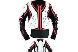 Texpeed - Kinder Motorradjacke Motocross jacke mit Rückenprotektor für sportliche Aktivitäten - Motorrad Enduro Brustschutz - Rot Weiß Schwarz