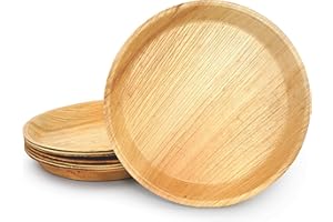 BOX And Tree | 25x Platos desechables de hoja de palmera, ø22cml, vajilla desechable, ecológica, biodegradable, compostable, 100% l, material madera, bambú