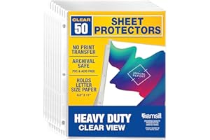 Samsill Heavy Duty Clear Sheet Protectors 8.5 x 11 Inch, Page Protectors for 3 Ring Binder, Clear Protector, Letter Size, Top Loading, Acid Free, 50 Pack