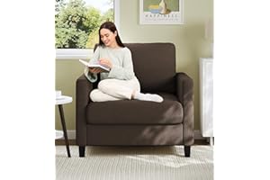 Welzona Living Room Armchair, 84 cm Accent Chair, Comfortable, Tool-Free Furnishing, Lounge Chairs, Full Wood Bedroom Reading Chair, Teddy Mini Couch, Sofa, Small for Teenager's Room, Brown