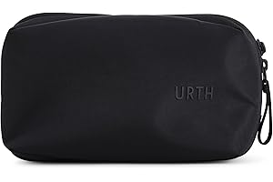 Urth Zeolite Tech Organiser - Estuche de Viaje Resistente al Agua, Organizador de Electrónica Reciclado, Bolsa Organizadora para Cables, Cargador, Teléfono, Accesorios de Cámara en Negro