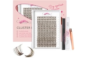 ‎CRISLASHES Crislashes Wimpern Extension Set Braun, DIY Wimpern Extension Set 168PCS Einzelne Wimpern mit Lash Bond and Seal, Wimpern Entferner, Cluster Wimpern Applikator, Lash Extension Kit (Braun Mix8-16mm)