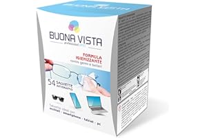 Buona Vista - Salviette Pulizia Occhiali - Con Formula Igienizzante - Speciale Materiale Antigraffio - Monouso - Formato: 54 