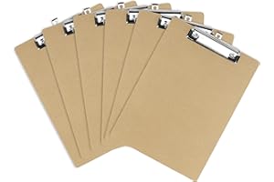 Pechor 6 Pack A4 Clipboard Hardboard, Masonite Clipboards with Low Profile Clip, Classroom Office Warehouse Supplies