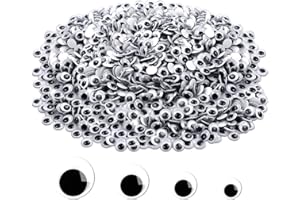JANYUN 1000 Stück 6mm Wackelauge Selbstklebende Kulleraugen Selbstklebend Kunststoff Augen für DIY Scrapbooking Spielzeuge Zubehör