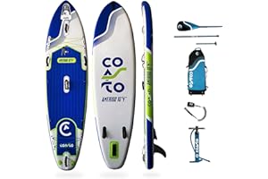 Coasto - Sup Stand-Up Paddle Gonflable All-Round Amerigo PB-CAME104B - Planche Dropstitch - Pack Pagaie, Leash, Pompe, Sac de Transport et Kit - 315x84x15cm (10'4"x33"x6")