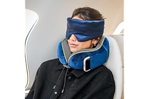 ComfyCozy Luxury Travel Pillow And Silky Plush Eye Mask | Essentials For Airplane Flight Holiday Sleeping | Memory Foam Neck Shoulder Pain Pillows Support | Ergonomic Orthopedic Men Women Sleep Set
