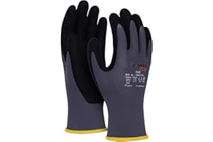 DONAU SAFETY Guanti Flex Guanti da lavoro/Taglia 08/M, 1 paio/Grigio/Nero/Meccanico Guanti Di Montaggio/Nitrile Rivestito Leggermente Resistente all'olio, Guanti di Protezione in Nylon per Lavoro Auto