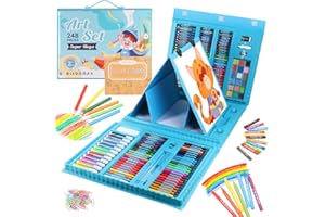 Sonlaryin Malette dessin Enfant, 248 pièces Kit Coloriage Enfant, Sets de dessin, Art Set, Mallette de Coloriage pour 4 5 6 7 8 9 10 11 12(Bleu)