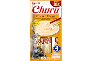 INABA Churu Puree Kremowe przysmaki dla kotów, wysokiej jakości białka z kurczakiem, 56 g (1 opakowanie), przekąski dla kotów w jakości premium