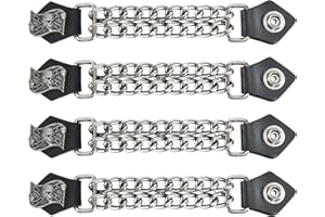 Dream Apparel 4PCS Motorcycle Vest Extenders for Men, Biker Vest Extenders with Faux Leather Ends and Double Chrome Chains