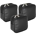 atorakushon Makeup Pouch for Girls, Pu Leather Cosmetic Pouch for Women, Small Pouches for Jewellery Women with Waterproof Lipstick Travel Organiser Black Set of 3