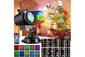 YAZEKY Zewnętrzny projektor bożonarodzeniowy, zewnętrzny projektor Halloween, 10 slajdów z 8 wzorami i 10 kolorami falą oceanu, lampa projektorowa, dekoracja na imprezę, Boże Narodzenie